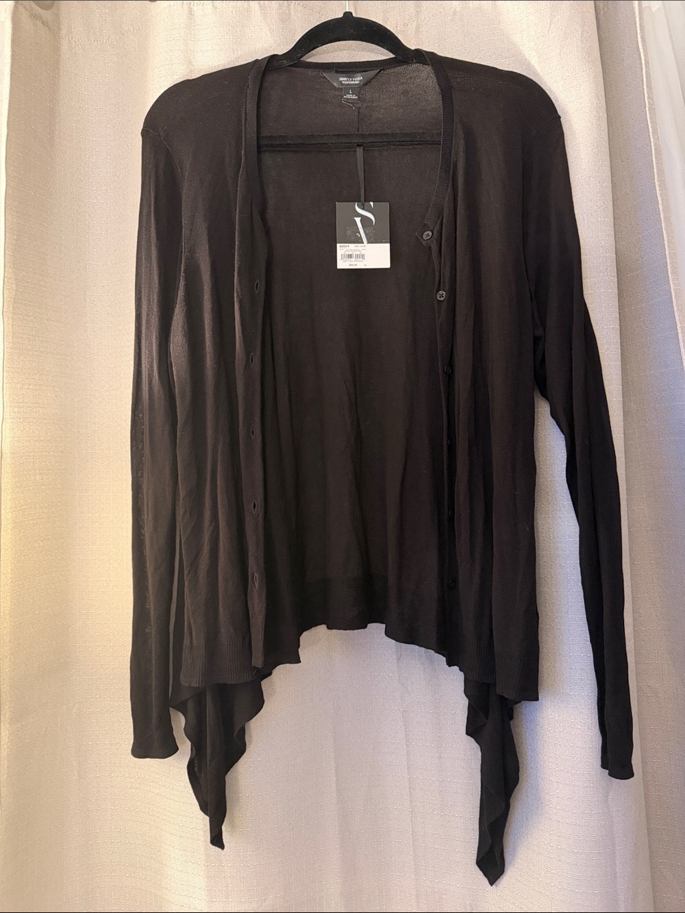 Simply Vera Vera Wang Black Draped Open-Front Cardigan